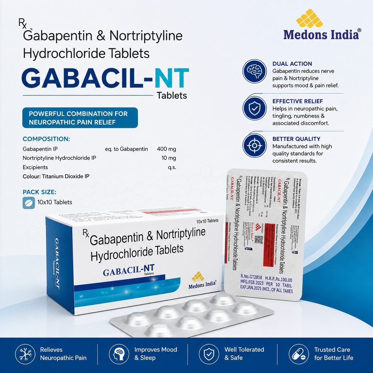Gabacil-NT Gabapentin & Nortriptyline Hydrochloride Tablets
