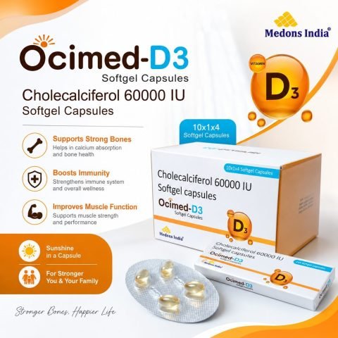 Ocimed-D3 Cholecalciferol 60000 IU Softgel Capsules