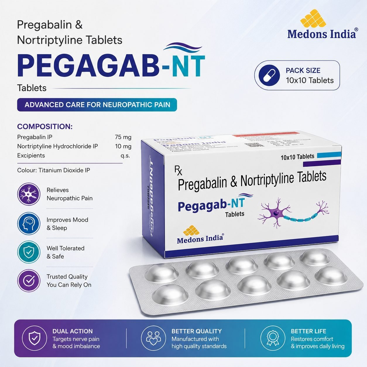 Pegagab-NT Pregabalin & Nortriptyline Tablets
