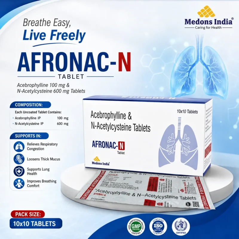 Acebrophylline 100 mg & N-Acetylcysteine 600 mg Tablets