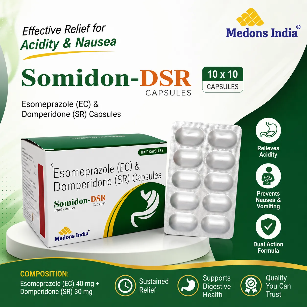 Esomeprazole (EC) & Domperidone (SR) Capsules
