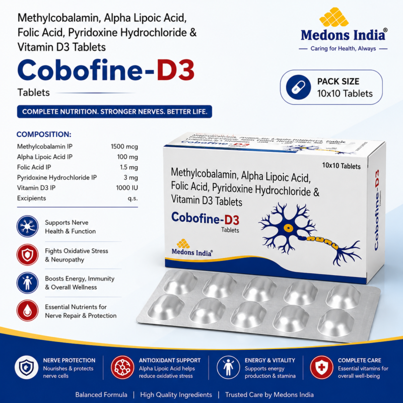 Methylcobalamin, Alpha Lipoic Acid, Folic Acid, Pyridoxine Hydrochloride & Vitamin D3 Tablets