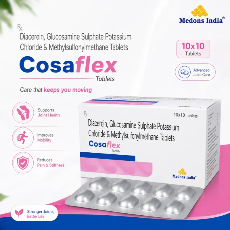 Diacerein, Glucosamine Sulphate Potassium Chloride & Methylsulfonylmethane Tablets
